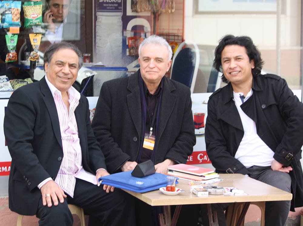 Istanbul, March 2015: Poets Ahmad Al Shahawy (Egypt), Adnan Özer (Turkey) and Kamran Mir Hazar(Hazaristan) 